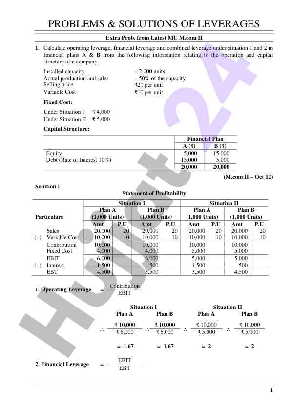 Problems and solutions of leverages in financial plans