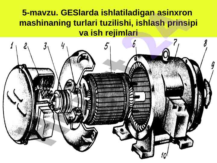 Asinxron mashinalarning turlari va qismlar tudilisi