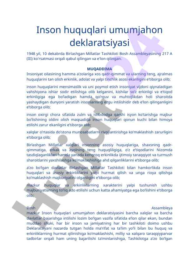 Inson huquqlari umumjahon deklaratsiyasi 1948