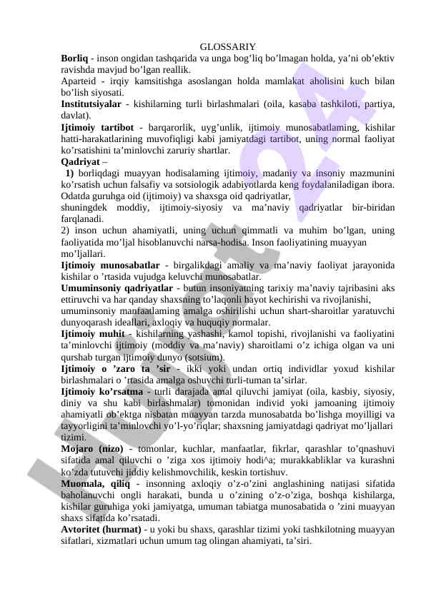Ijtimoiy qadriyatlar va munosabatlar
