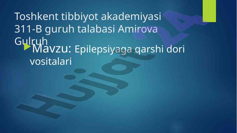 Epilepsiyaga qarshi dori vositalari tahlili