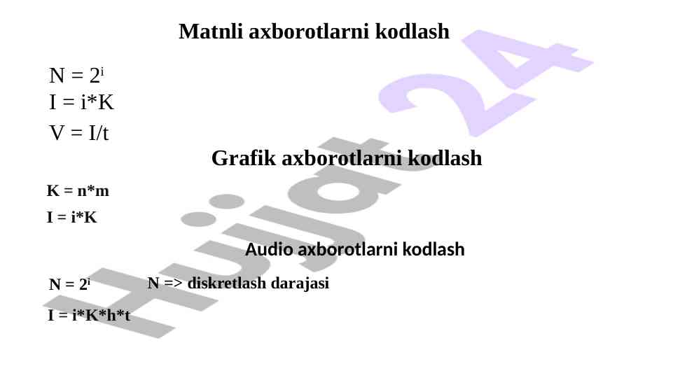 Matnli axborotlarni kodlash va grafik tahlil