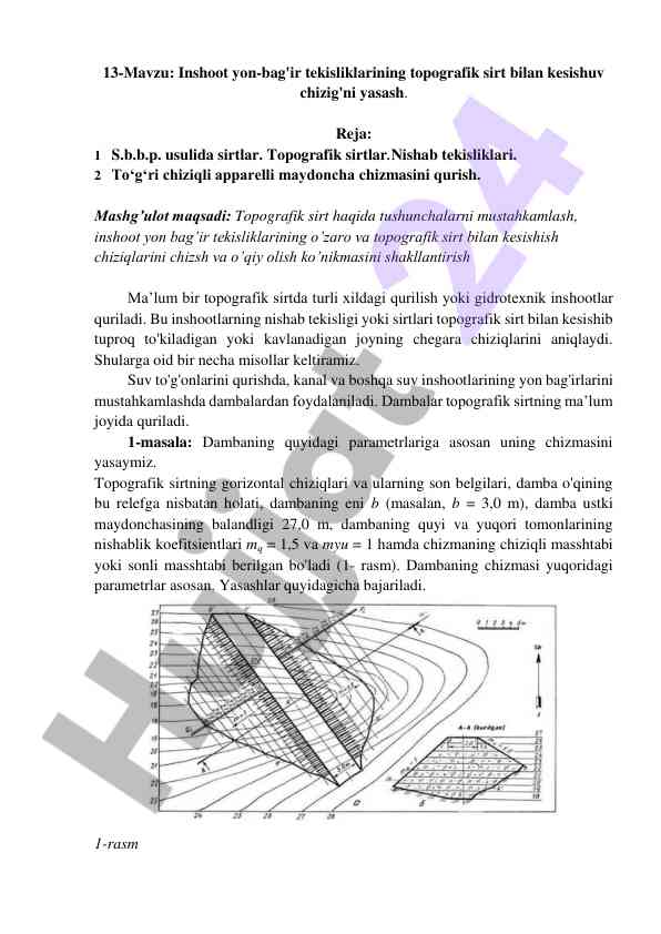 Inshoot yon-bag'ir tekisliklari bilan kesishuv chizig'i
