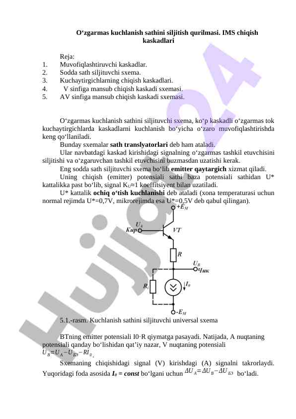 Uzgarmas kuchlanish sathini siljitish qurilmasi