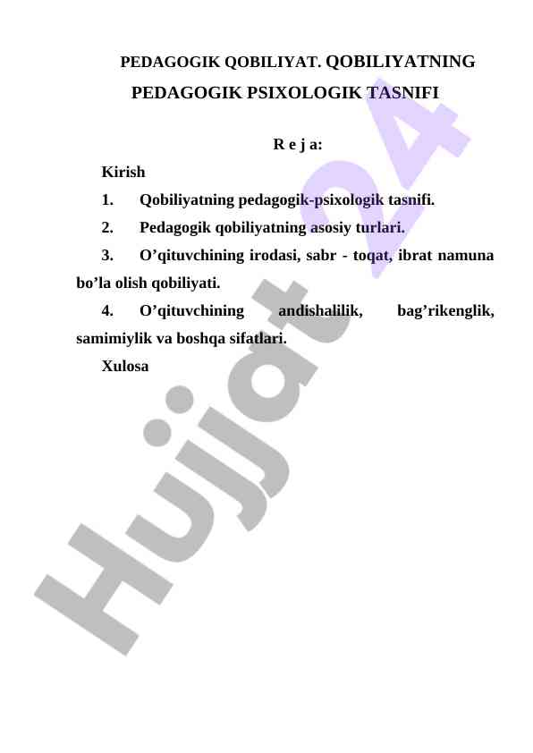 Pedagogik qobiliyatning psixologik tasnifi