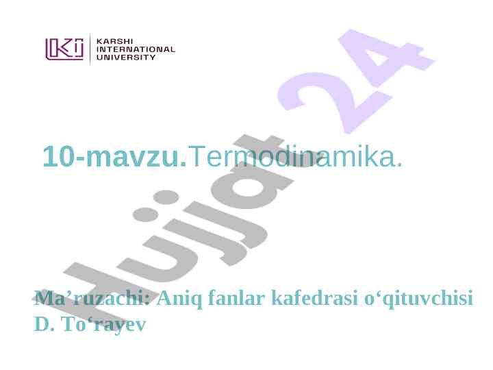 Termodinamika qonunlari va ichki energiyalari