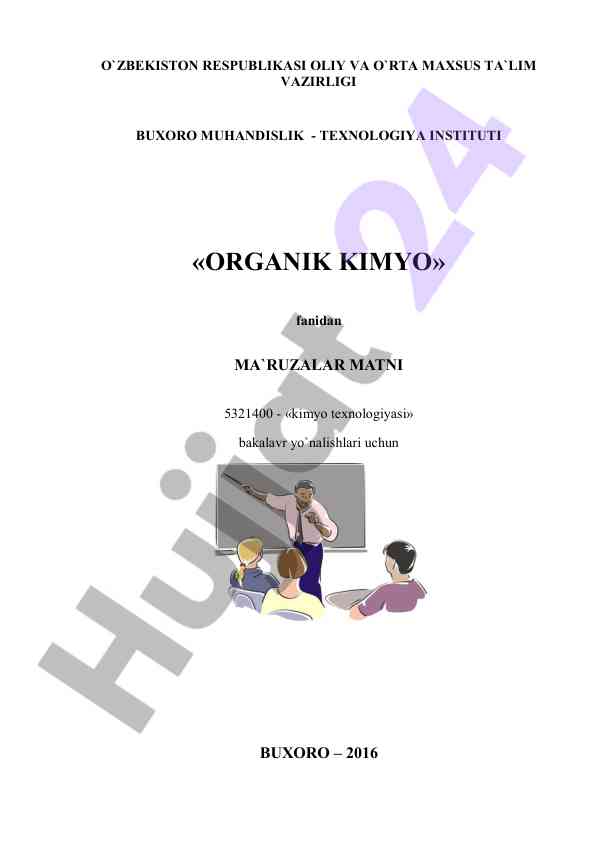 Organik kimyo fani bo'yicha ma'ruzalar matni