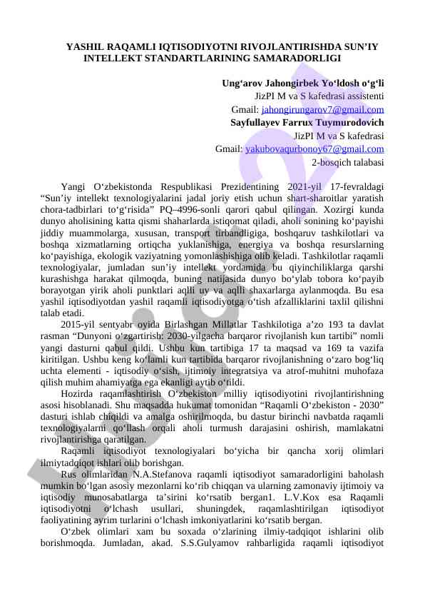 Sunʼiy intellektning rivojlantirishda samadorligi