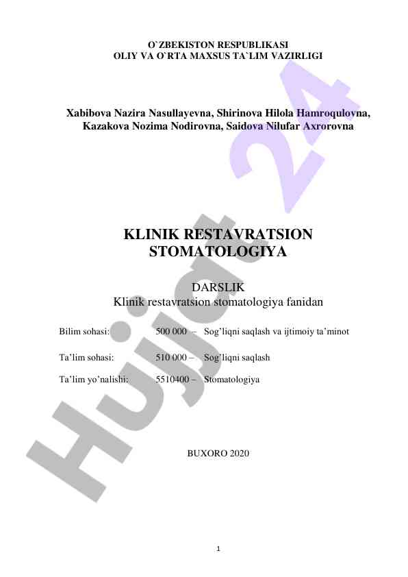 Klinik restavratsion stomatologiya darsligi