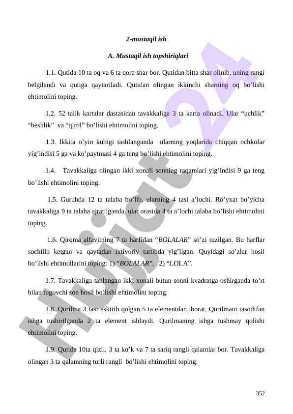 Tavakkal ehtimollari va o’yinlar hisoblash metodlari
