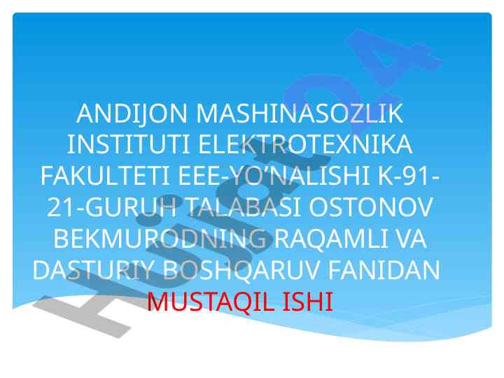 Rassberry mikrokontrolleri bilan mustaqil ish