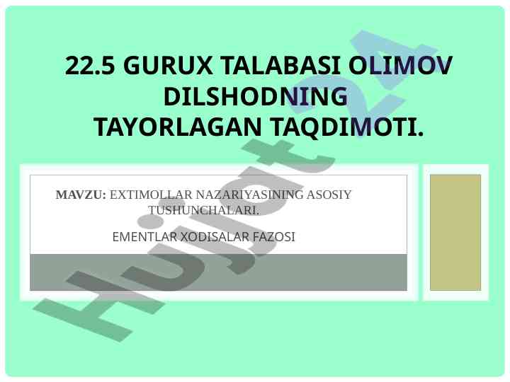 Ehtimollar nazariyasining asosiy tushunchalari