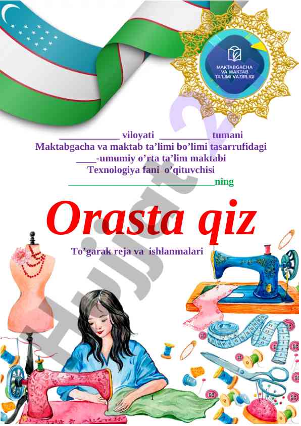 Orasta qiz to'garak reja va ishlanmalari