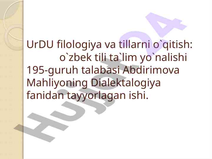 Dialektalogiya fanidan transkripsiya mavzusi