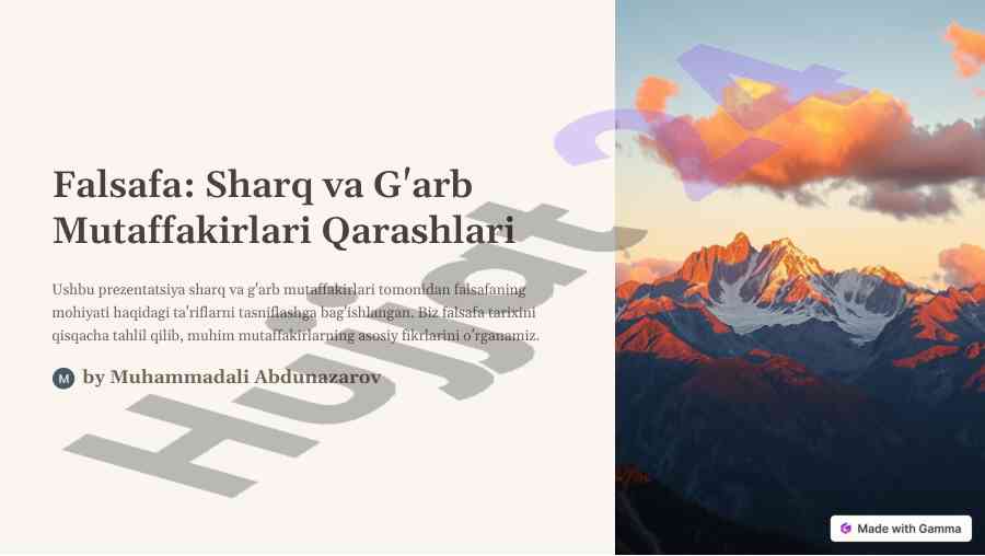 Falsafa: sharq va g'arb mutaffakirlari qarashlari