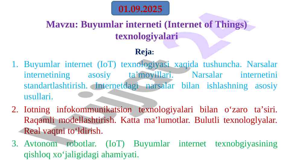 Buyumlar interneti texnologiyalari tahlili