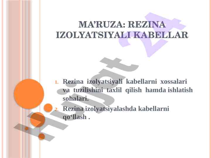 Rezin izolyatsiyali kabellarni tahlil qilish