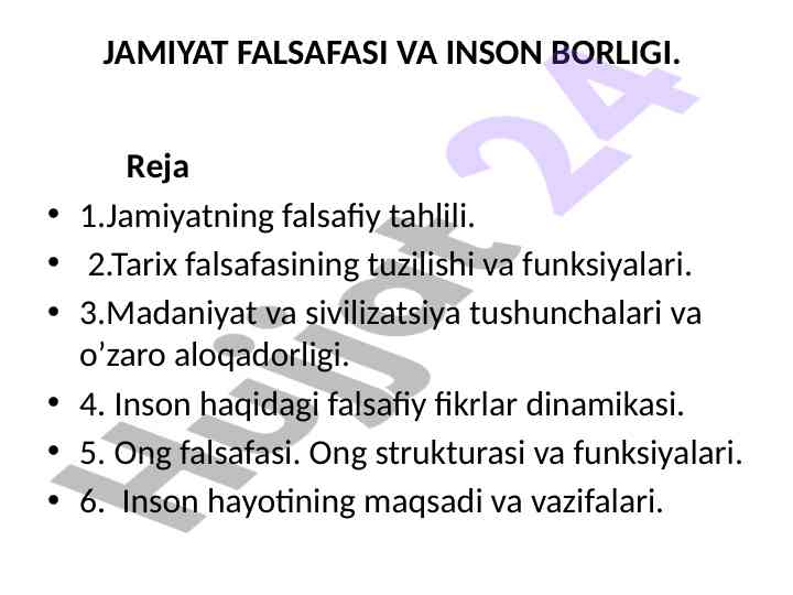 Jamiyat falsafasi va inson borligi tahlili