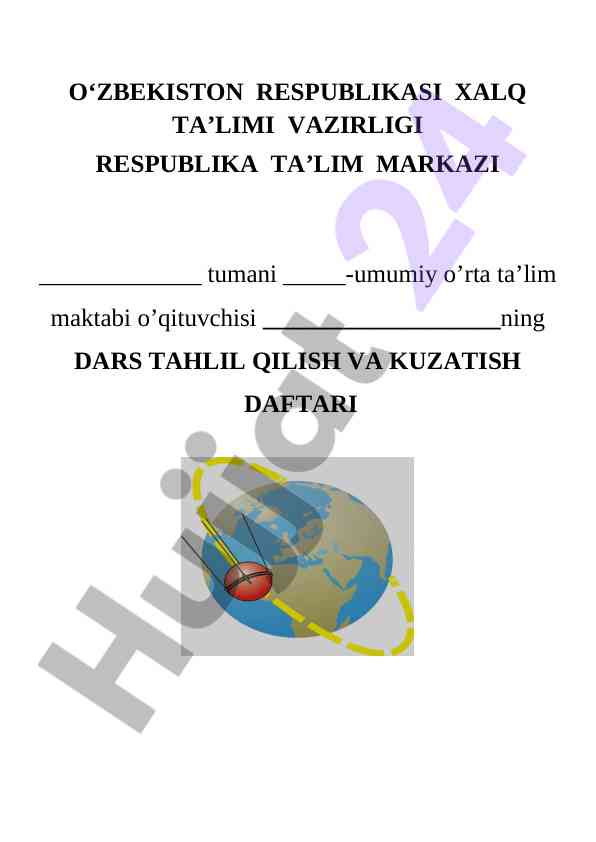 Dars tahlil qilish va kuzatish daftari