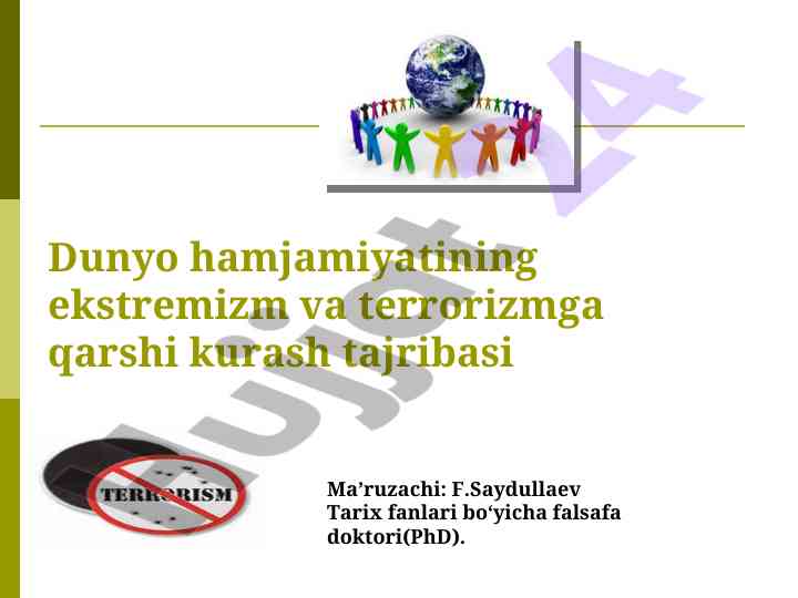 Ekstremizm va terrorizmga qarshi kurash tajribasi