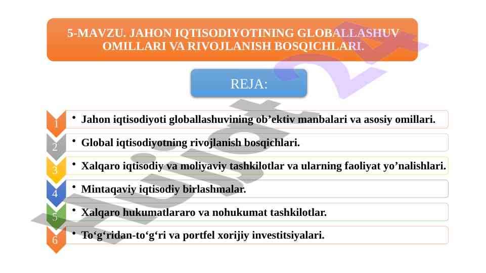 Globallashuv jarayoni va rivojlanayotgan mamlakatlar