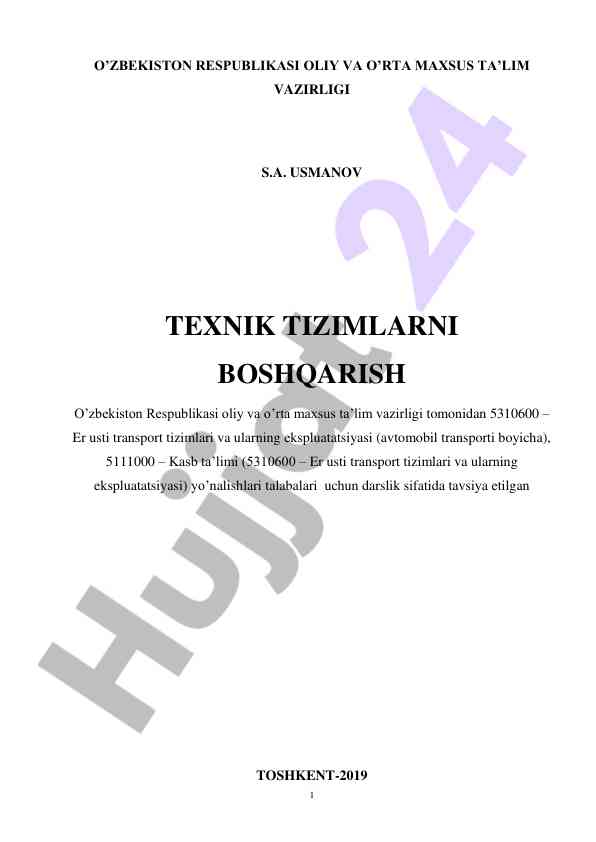 Transport tizimlarida texnik ekspluatatsiya darsligi