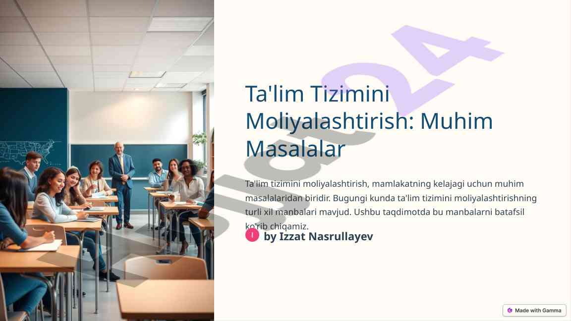 Ta'lim tizimini moliyalashtirish muhim masalalari