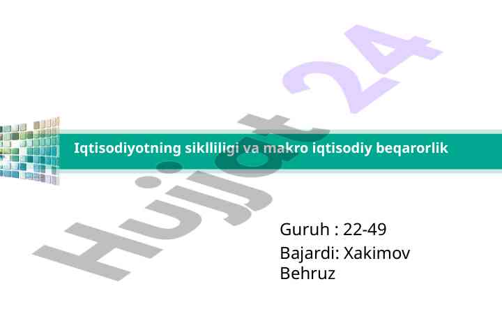 Iqtisodiy tahlil va prognozlashning ilmiy asoslari