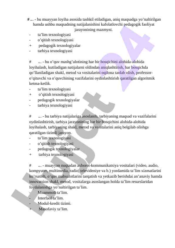 Ta'lim texnologiyalari va tarbiya jarayonlari