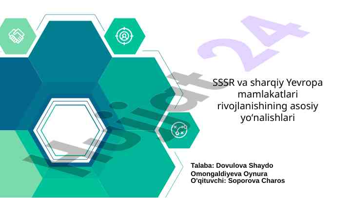 Sssr va sharqiy yevropa rivojlanish yoʻnalishlari