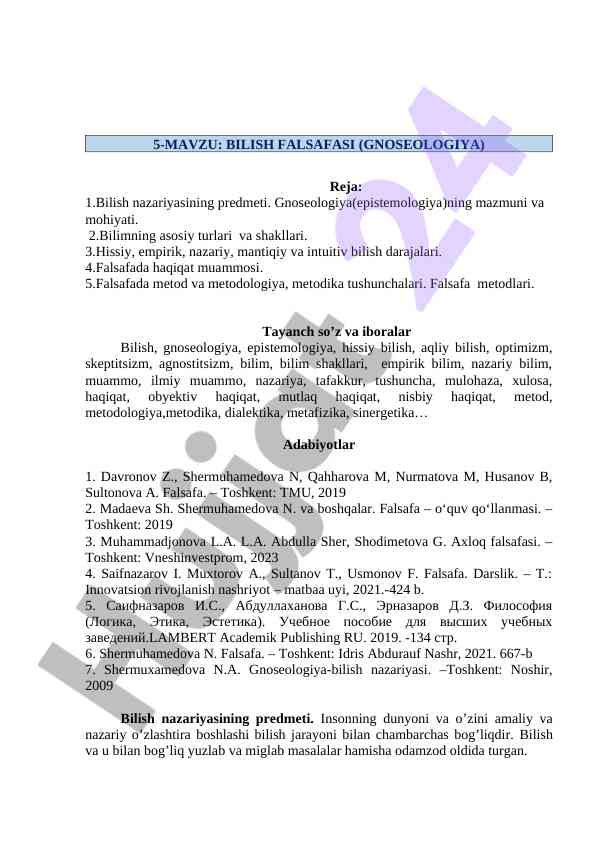 Bilish nazariyasining mazmuni va mohiyati