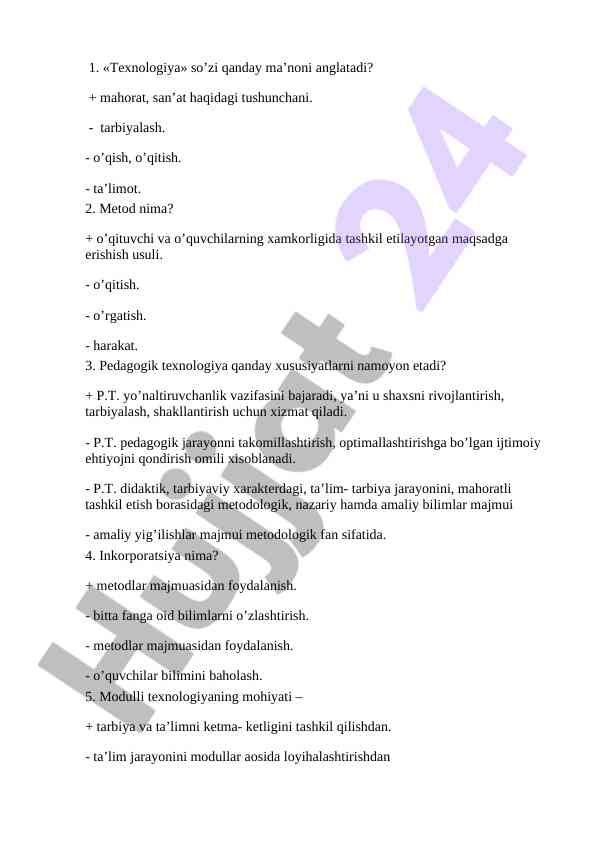 Pedagogik texnologiya va modulli metodlar