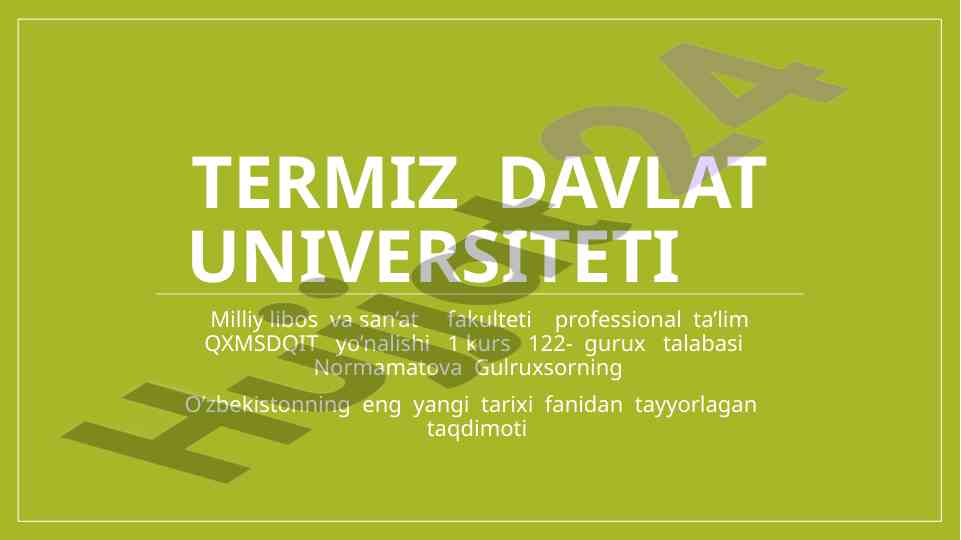 Mustaqil o‘zbekiston respublikasi tarixi taqdimoti