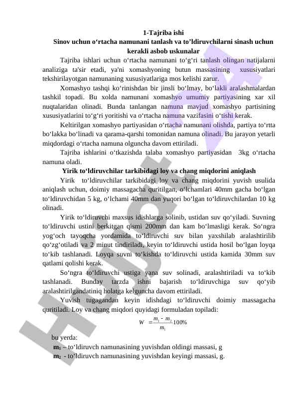 O‘rtacha Namunani Tanlash Va Sinash