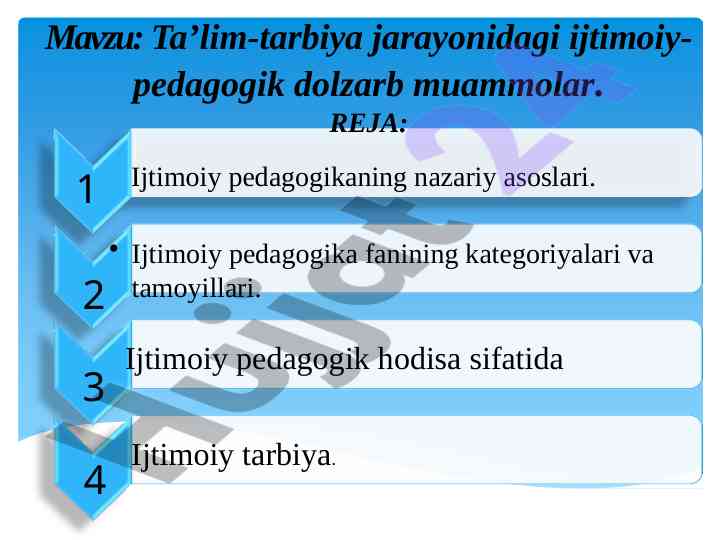 Ijtimoiy pedagogikaning asosiy tamoyillari