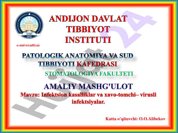 Infektsion kasalliklar va virusli infektsiyalar mavzusi