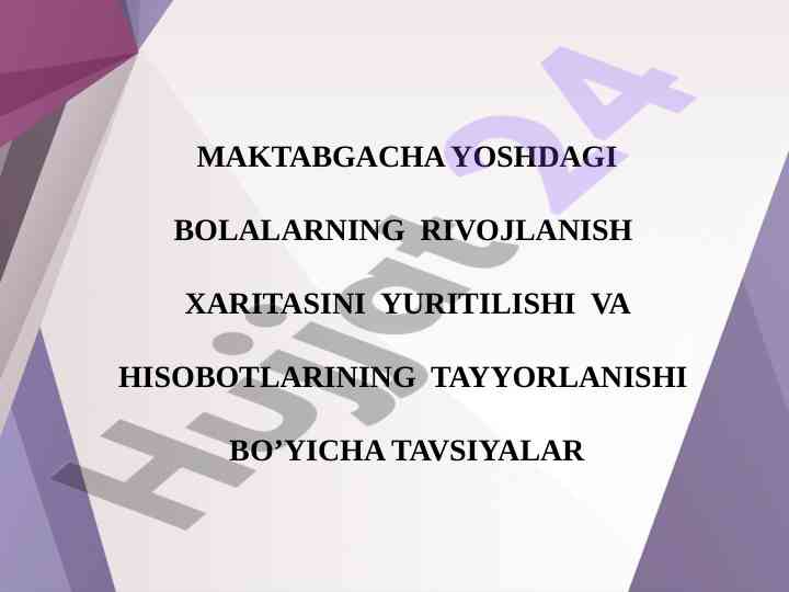 Maktabgacha yoshdagi bolalar rivojlanish xaritalari