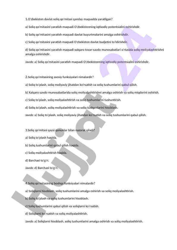 Soliq qo'mitasi va uning iqtisodiy maqsadlari