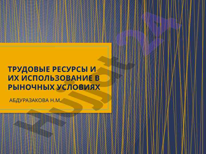 Trudovye resursy i ikh ispolzovanie v rynochnykh usloviyakh