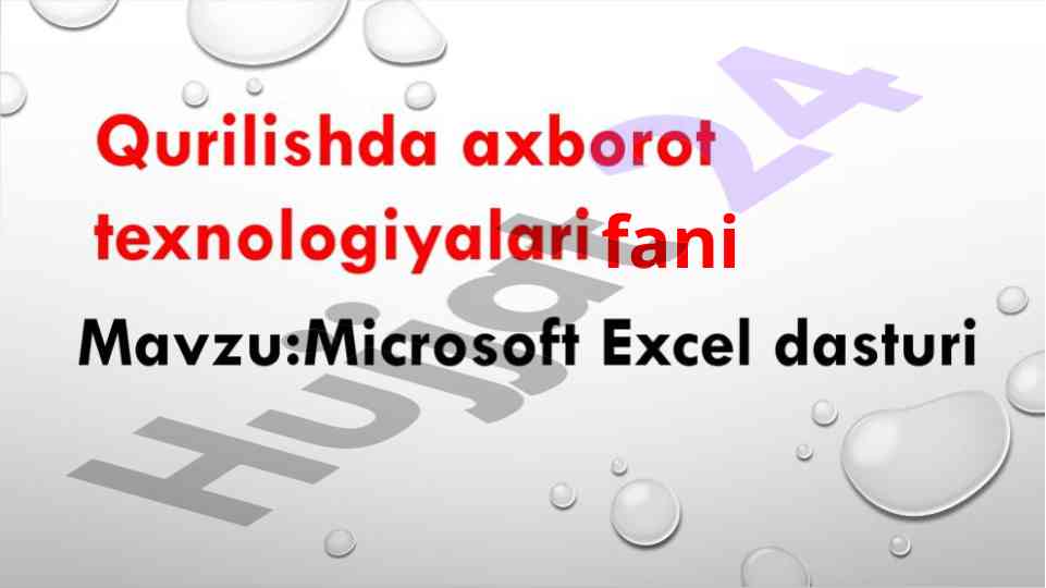 Microsoft excel dasturida hisob-kitob amallari
