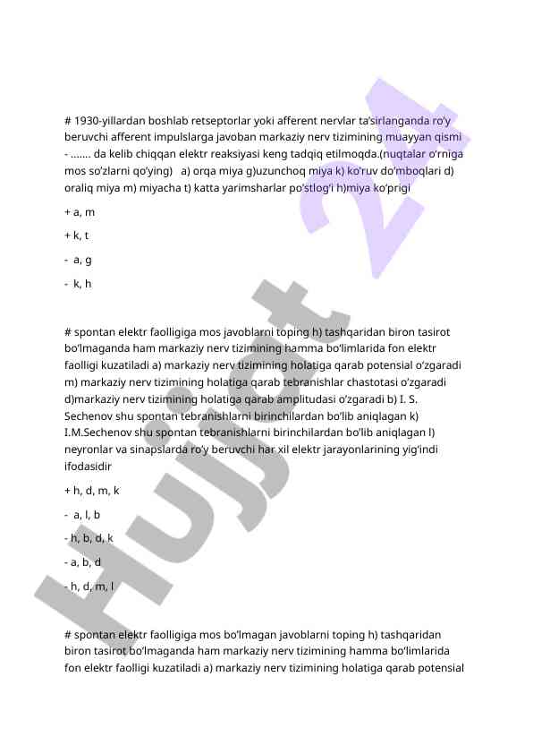 Afferent impulslar va ularning nerv tizimiga ta’siri