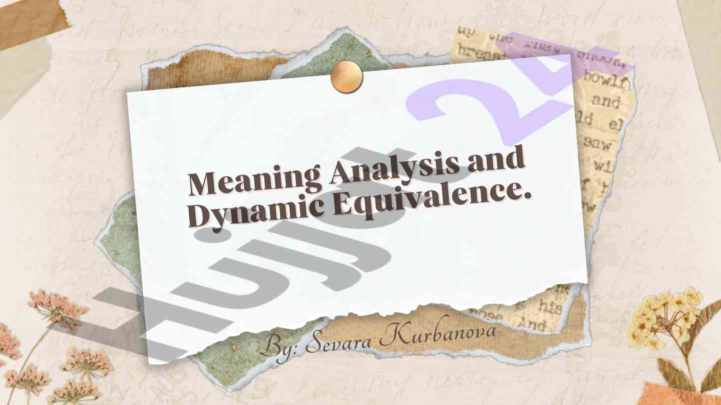 Dynamic equivalence and meaning analysis in translation