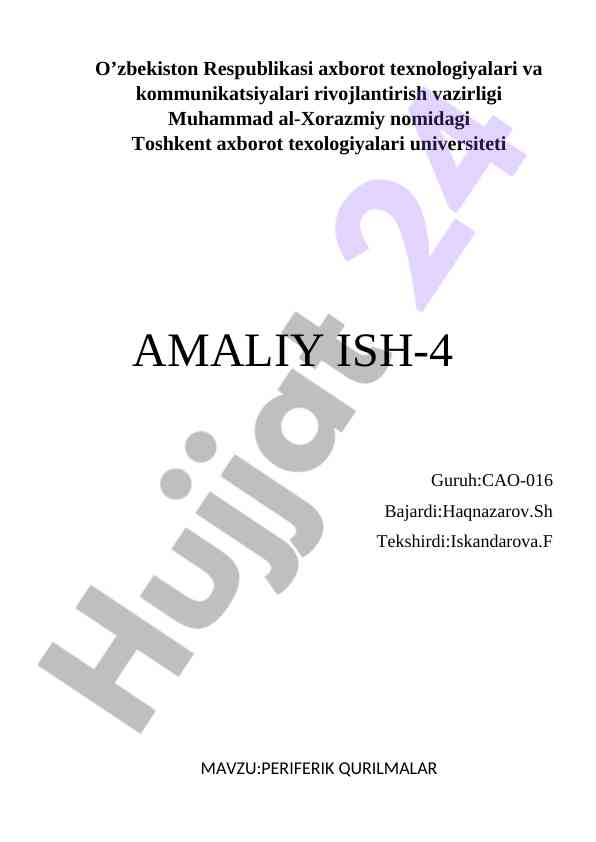 Kompyuter periferik qurilmalari haqida ma'lumotlar