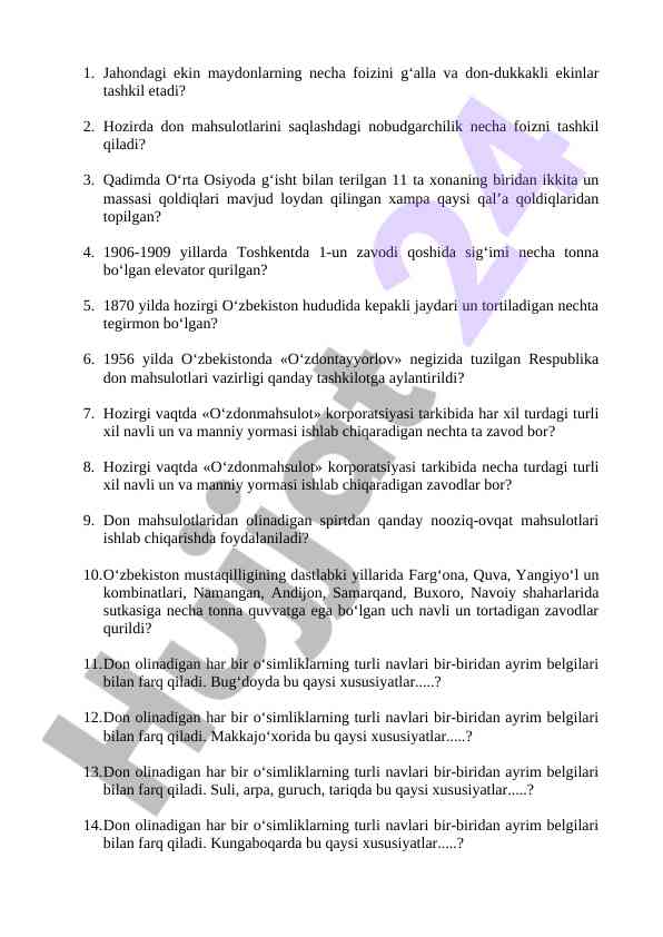 O‘zbekistondagi don mahsulotlari va qadimiy an'analar