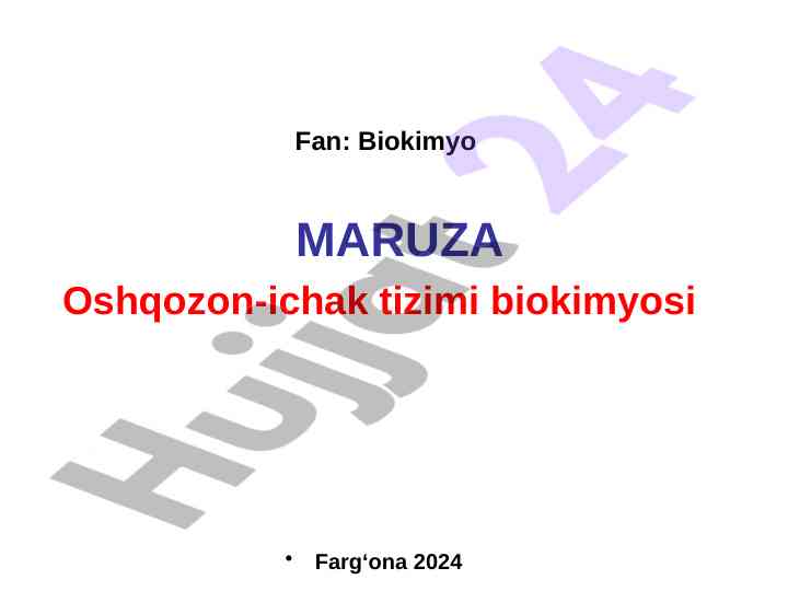 Oshqozon-ichak tizimi biokimyosi