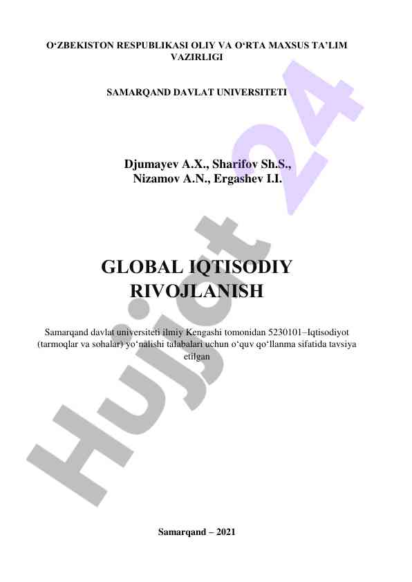 Global iqtisodiy rivojlanish o‘quv qo‘llanma