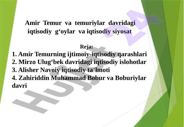 Amir temur va iqtisodiy siyosatlar tahlili