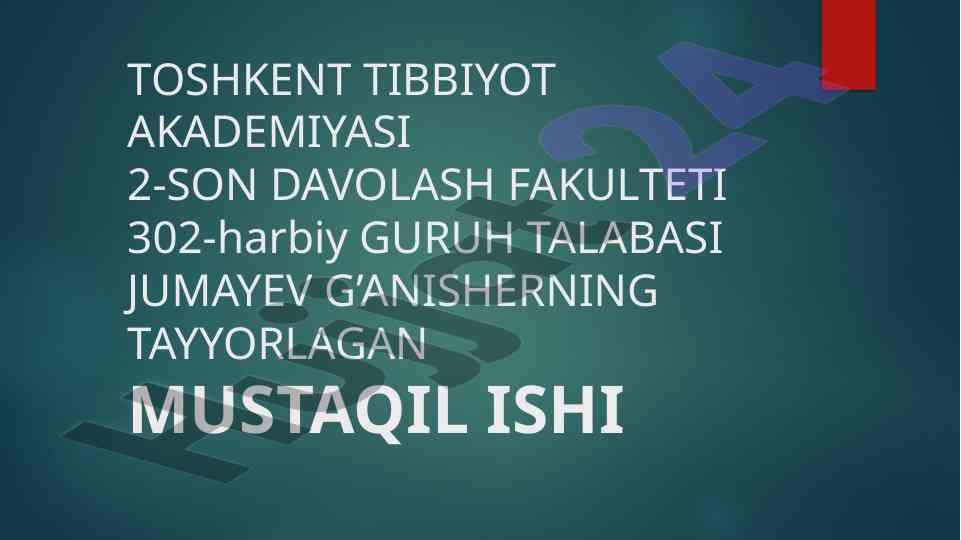 Gemostaz mexanizmlari va patologiyadagi ahamiysi