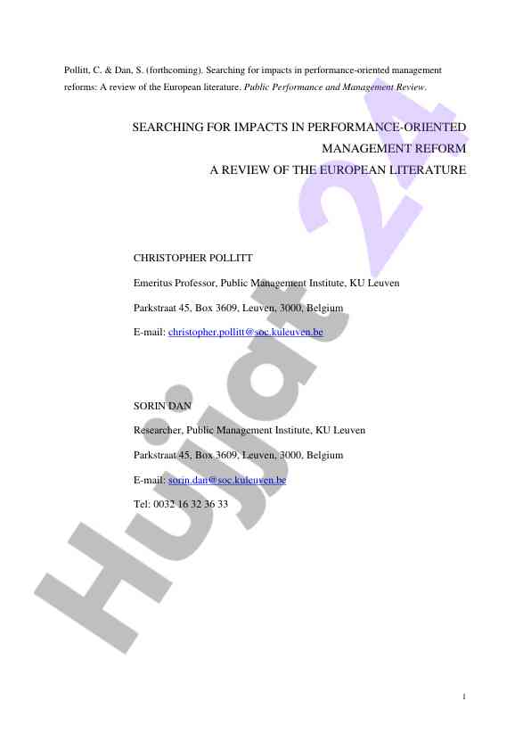 Searching impacts in performance-oriented management reform