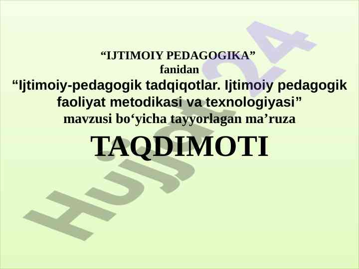 Ijtimoiy-pedagogik tadqiqotlar va metodikasi
